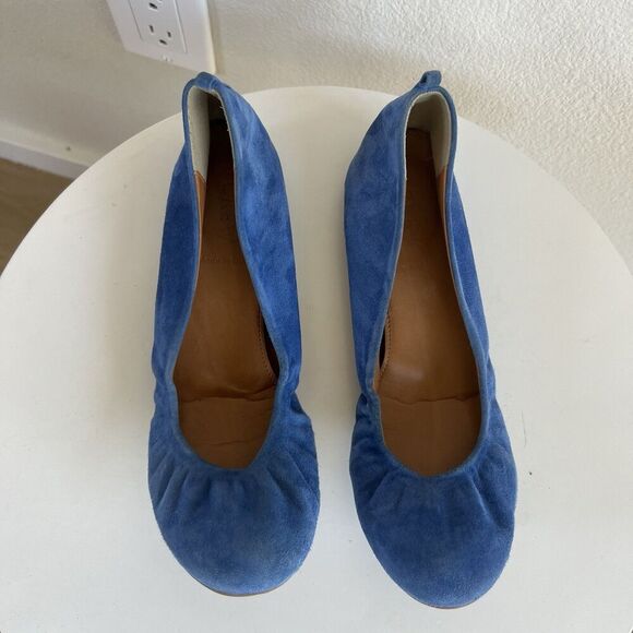Women's J. Crew Anya Blue Suede Leather Ballet Flats Size 7.5  Made In Italy - Picture 2 of 8